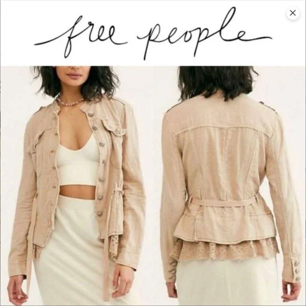 Free People Emilia Jacket Lace Trim Tie-Waist - Picture 10 of 11